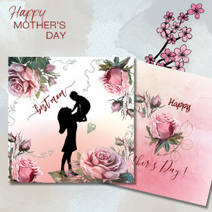 Mother holding a child square holiday card