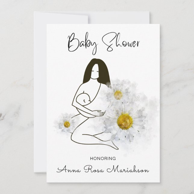 *~* Mother Holding Baby Daisy Flower Baby Shower Invitation (Front)