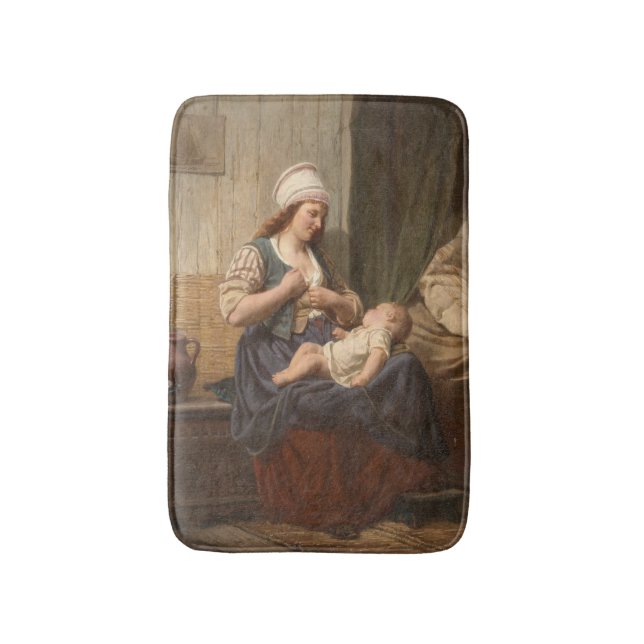 Mother Holding Her Child (by Rudolf Jordan) Bath Mat (Front Vertical)