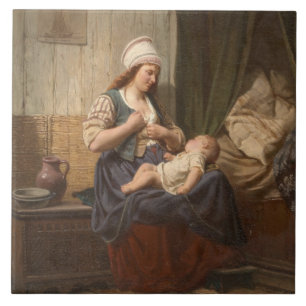 Mother Holding Her Child (by Rudolf Jordan) Tile