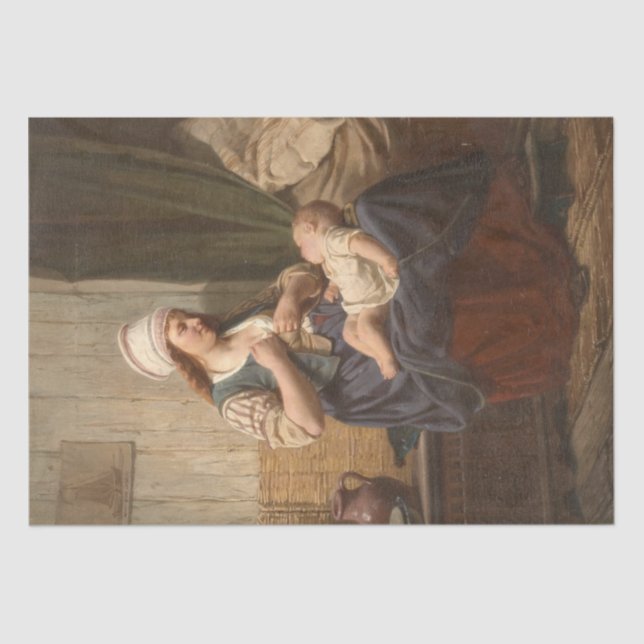 Mother Holding Her Child (by Rudolf Jordan) Tissue Paper (Front)