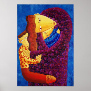 Mother Holding Her Two sons Poster