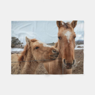 Mother Horse and Foal Fleece Blanket