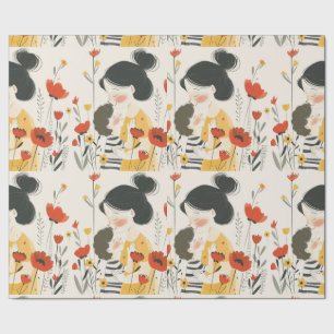 Mother Hugging her Son Asian Chinese Japanese Wrapping Paper