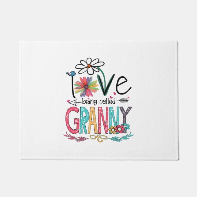 Mother I Love Being Called Granny Sunflower Birth Doormat (Front)