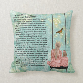 Mother in heaven sitting on swing poem cushion