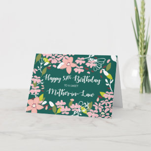 Mother-in-Law 57th Birthday Green Flowers Card