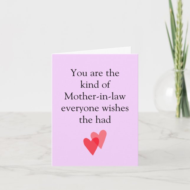 Mother in Law Appreciation Happy Mothers Day Card (Front)
