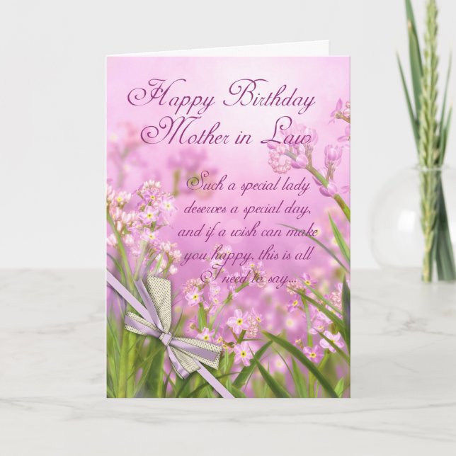 Mother in Law Birthday Card - Pink Feminine Floral (Front)