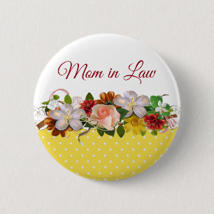 Mother in Law Floral Bouquet Wedding Button