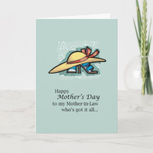 Mother-in-Law Hat Sandals Mother's Day Card