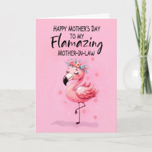 Mother in Law Mothers Day with Flamingo Fabulous Card