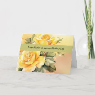 Mother in Law on Mothers Day Yellow Roses Card