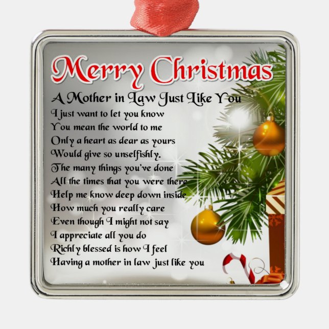 Mother in Law Poem - Christmas design Metal Tree Decoration (Front)