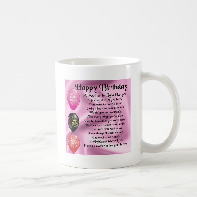 Mother in Law Poem  -  Happy Birthday Coffee Mug (Right)
