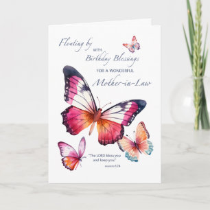 Mother in Law Religious Birthday with Butterflies Card