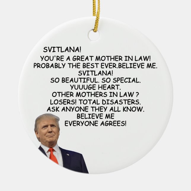 Mother in Law trump christmas,funny republican  Ceramic Tree Decoration (Front)