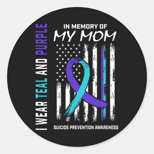Mother In Memory Of My Mum Suicide Awareness Preve Classic Round Sticker (Front)