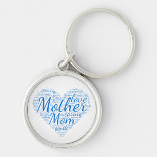 Mother Inspirational Heart Love Words Large Key Ring