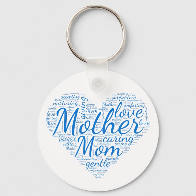 Mother Inspirational Heart Love Words Large Key Ring (Front)
