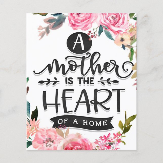 Mother is heart of a home Gift, Mum Birthday Gift Flyer (Front)