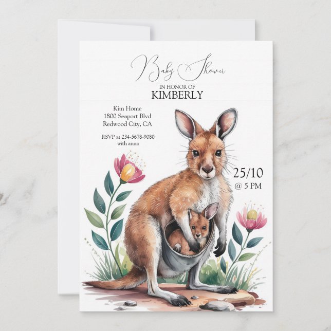 Mother Kangaroo Invitation (Front)