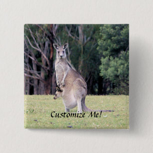 Mother Kangaroo with Baby Joey in Her Pouch 15 Cm Square Badge