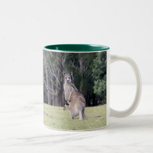 Mother Kangaroo with Baby Joey in Her Pouch Two-Tone Coffee Mug