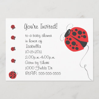 Mother Ladybug and Baby Ladybug Baby Shower Invit Invitation