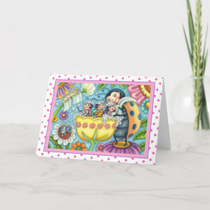 MOTHER LADYBUG & CHILDREN, TULIP TUB BUBBLE BATH HOLIDAY CARD