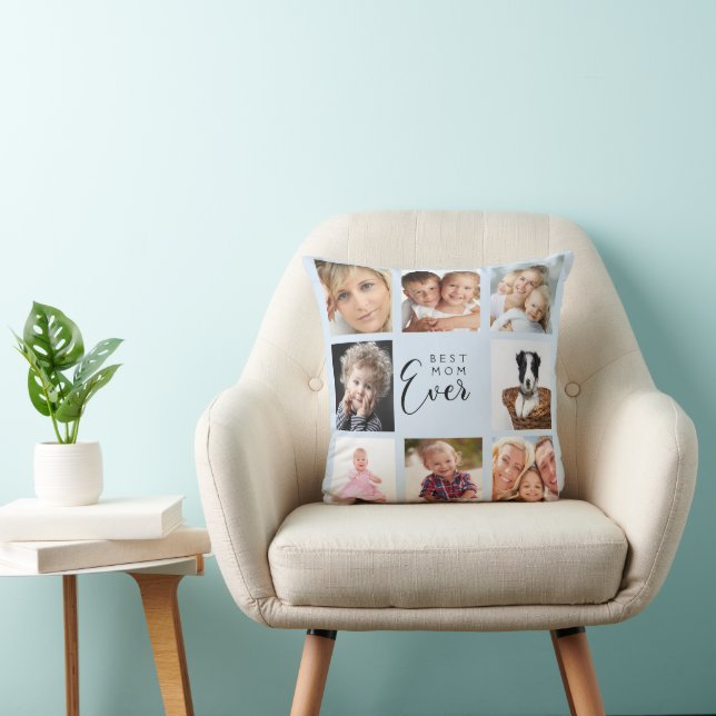 Mother light blue photo collage  cushion (Chair)