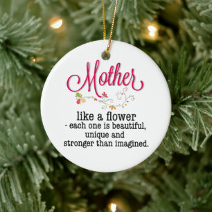 Mother Like A Flower Each One Is Beautiful Ceramic Tree Decoration