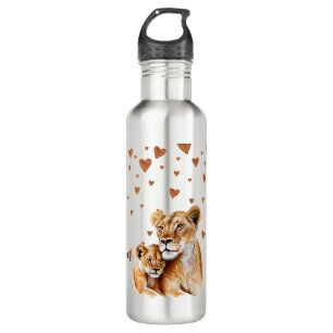 Mother Lion and her baby mother's day  710 Ml Water Bottle