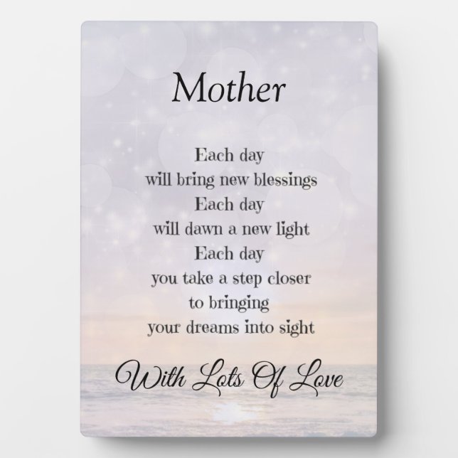 Mother Love and Encouragement Poem Art design Plaque (Front)