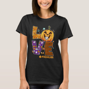 Mother Love Letter Baseball Mum Halloween Pattern  T-Shirt
