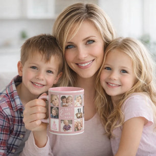 Mother mama photo collage dusty rose pink mug