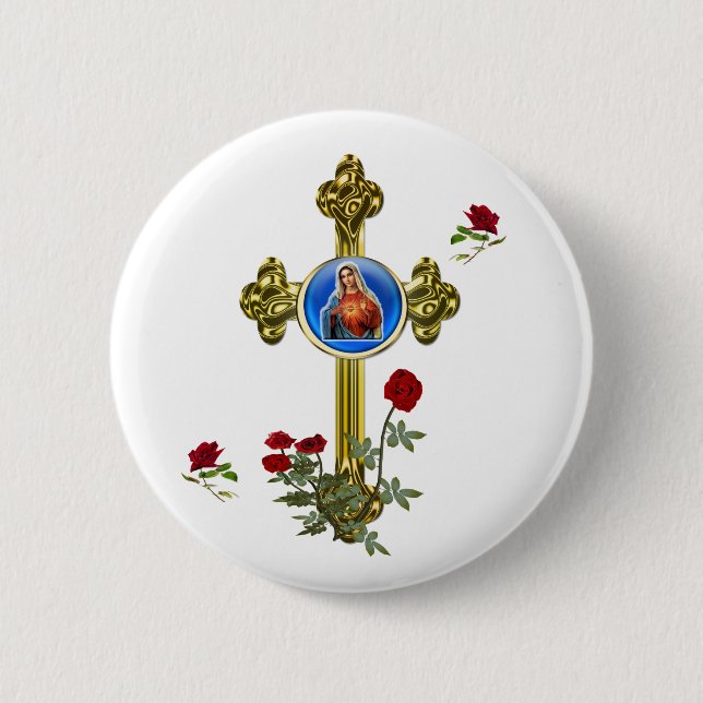 Mother MAry 6 Cm Round Badge (Front)