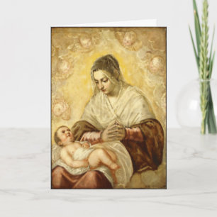 Mother Mary And Baby Jesus Greeting Card