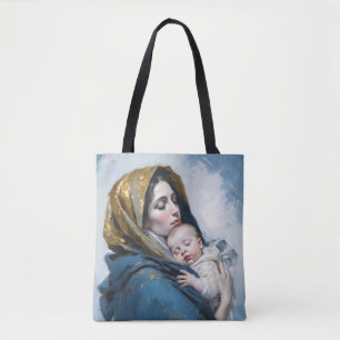 Mother Mary and Baby Jesus Tote Bag