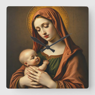 Mother Mary and Baby Jesus Wall Clock