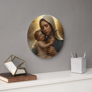 Mother Mary and Baby Jesus Wall Clock