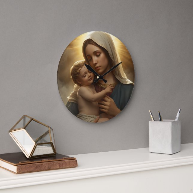 Mother Mary and Baby Jesus Wall Clock (Office)