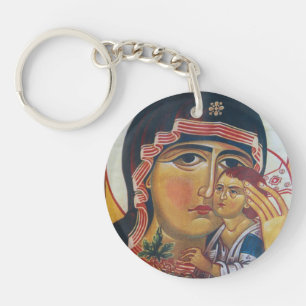 Mother Mary And Jesus Art Key Ring