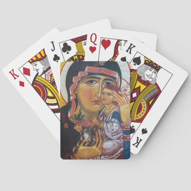 Mother Mary And Jesus Art Playing Cards (Back)