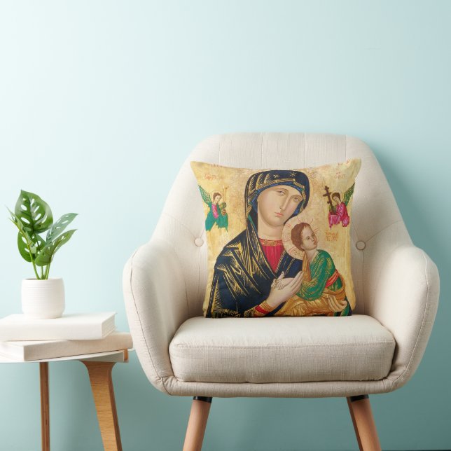 MOTHER MARY & BABY JESUS ART PILLOW (Chair)
