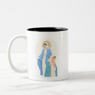 Mother Mary Catholic Christian Gifts Prayer Time Two-Tone Coffee Mug
