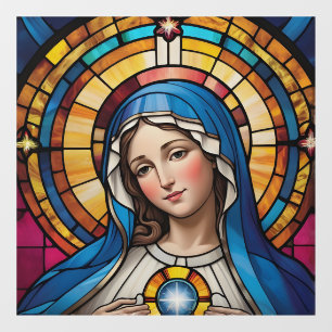 Mother Mary Colorful Stained Glass Virgin Mary Window Cling