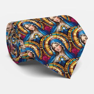 Mother Mary Colourful Stained Glass Virgin Mary Tie