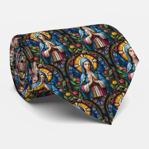 Mother Mary Colourful Stained Glass Virgin Mary Tie