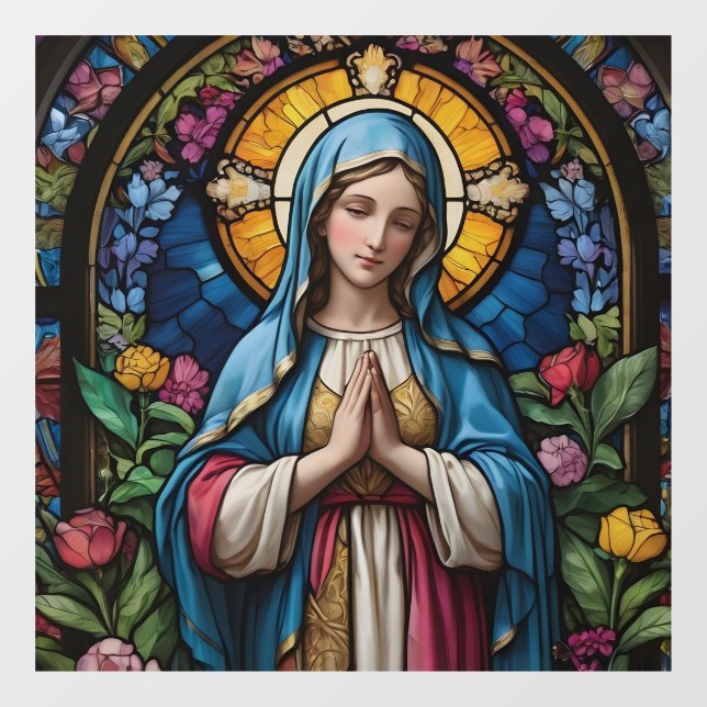 Mother Mary Colourful Stained Glass Virgin Mary Window Cling (Sheet)